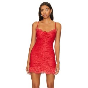 For Love and Lemons Della Mini Dress - Red